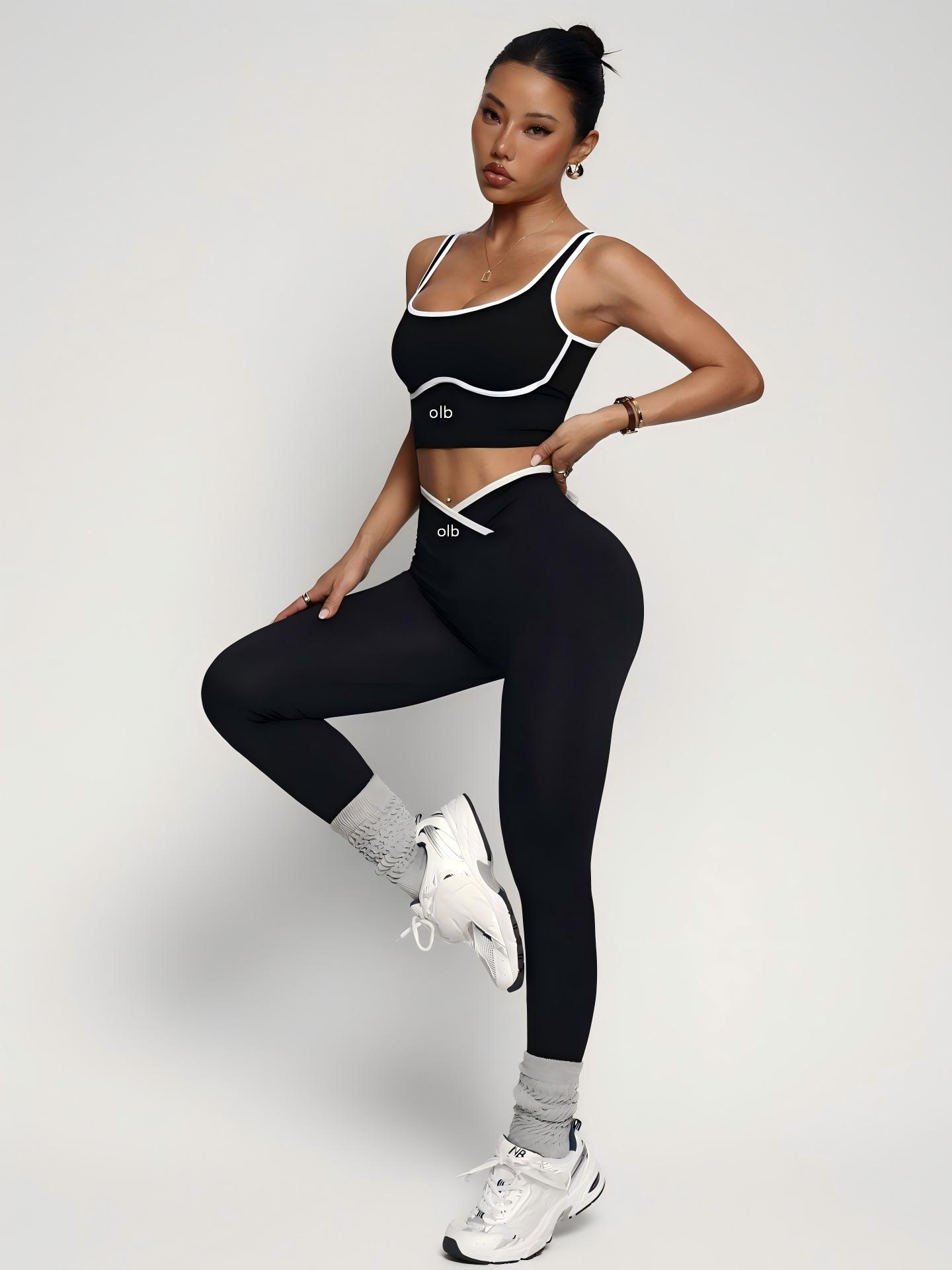 Sports Bra High Impact - 2ピースの新しいスポーツブラベストパンツフィットネススーツ、女性用の豪華で快適なハイウエストとヒップリフティングヨガスーツセット