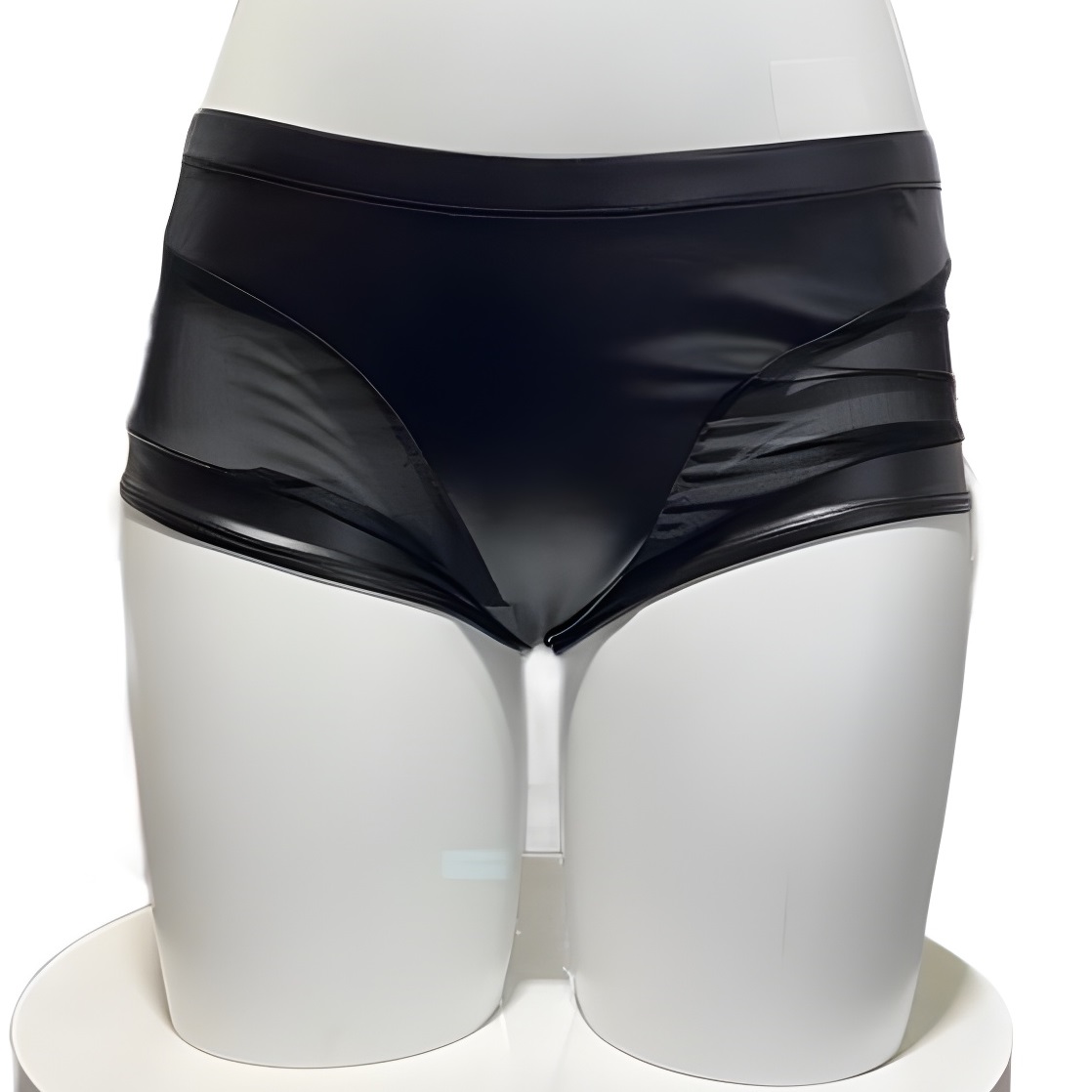 Boyshort Underwear - M-4XL 女性用シースルー下着 セクシーシルクガーゼスプライシングタイトショーツ ファッションミッドウエストパンティー PUレディースパンティー