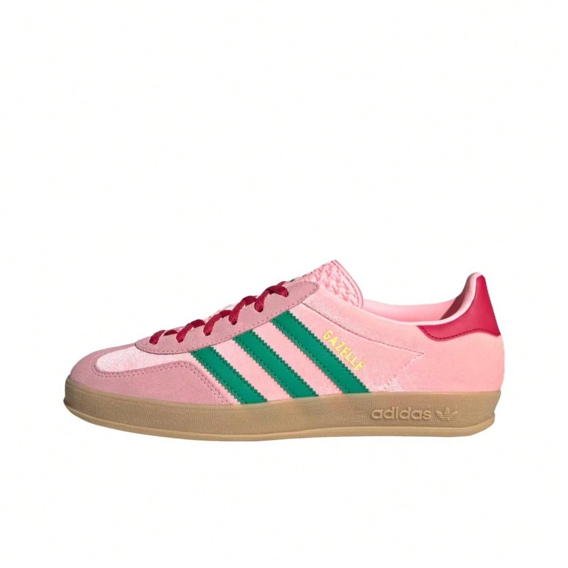 Adidas Shoes Gazelle - アディダス オリジナルス ガゼル インドア：快適で汎用性の高い、薄底で耐久性に優れたローカットスニーカー。女性用、ピンクとグリーンの配色、型番：JI2713。