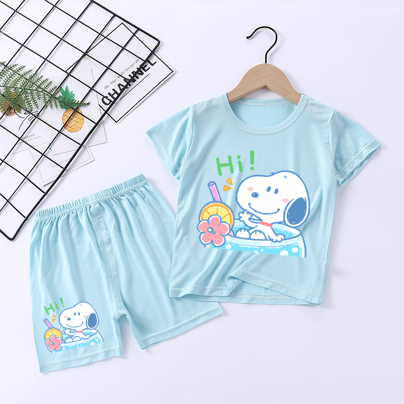 スヌーピーの男の子女の子用寝間着、可愛い漫画柄パジャマセット - Boyshort Underwear のレビューと価格