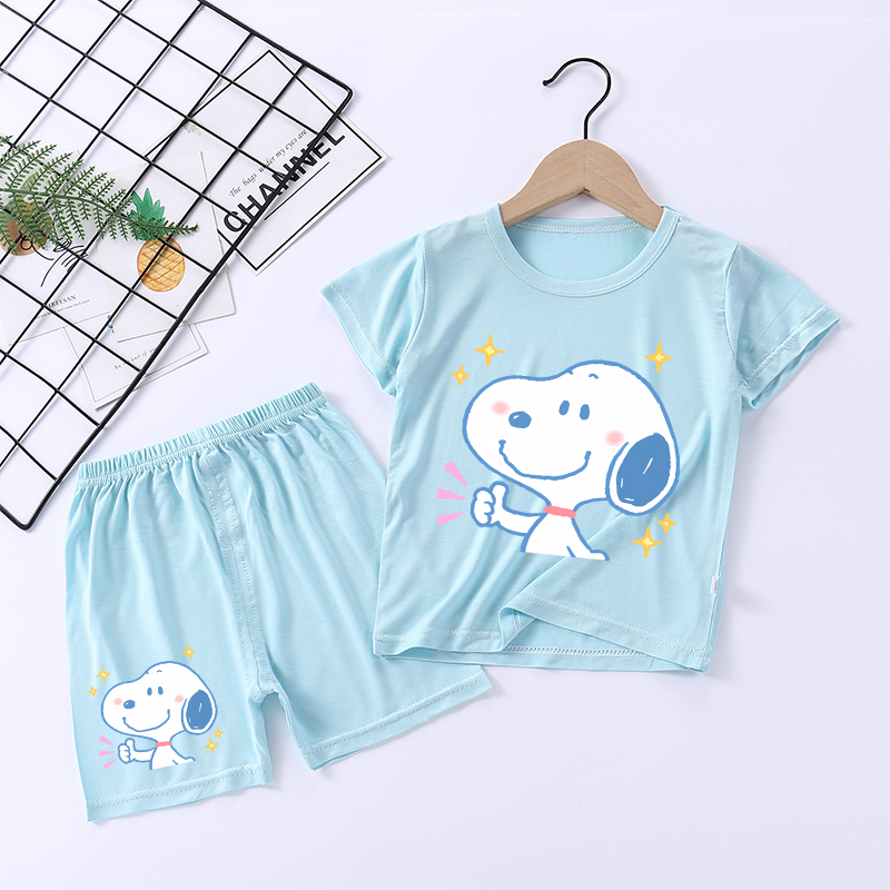 スヌーピーの男の子女の子用寝間着、可愛い漫画柄パジャマセット - Boyshort Underwear のレビューと価格