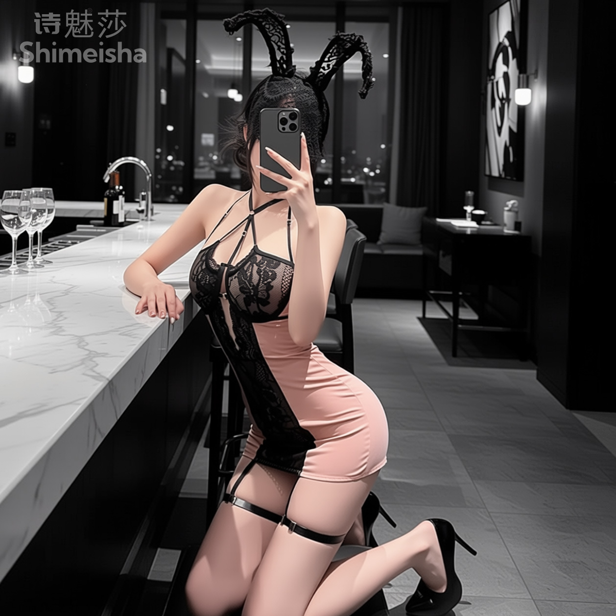 ジミコ 女性用 ピンクと黒のレースが施されたボディコンミニド - Lace Teddy Lingerie のレビューと価格