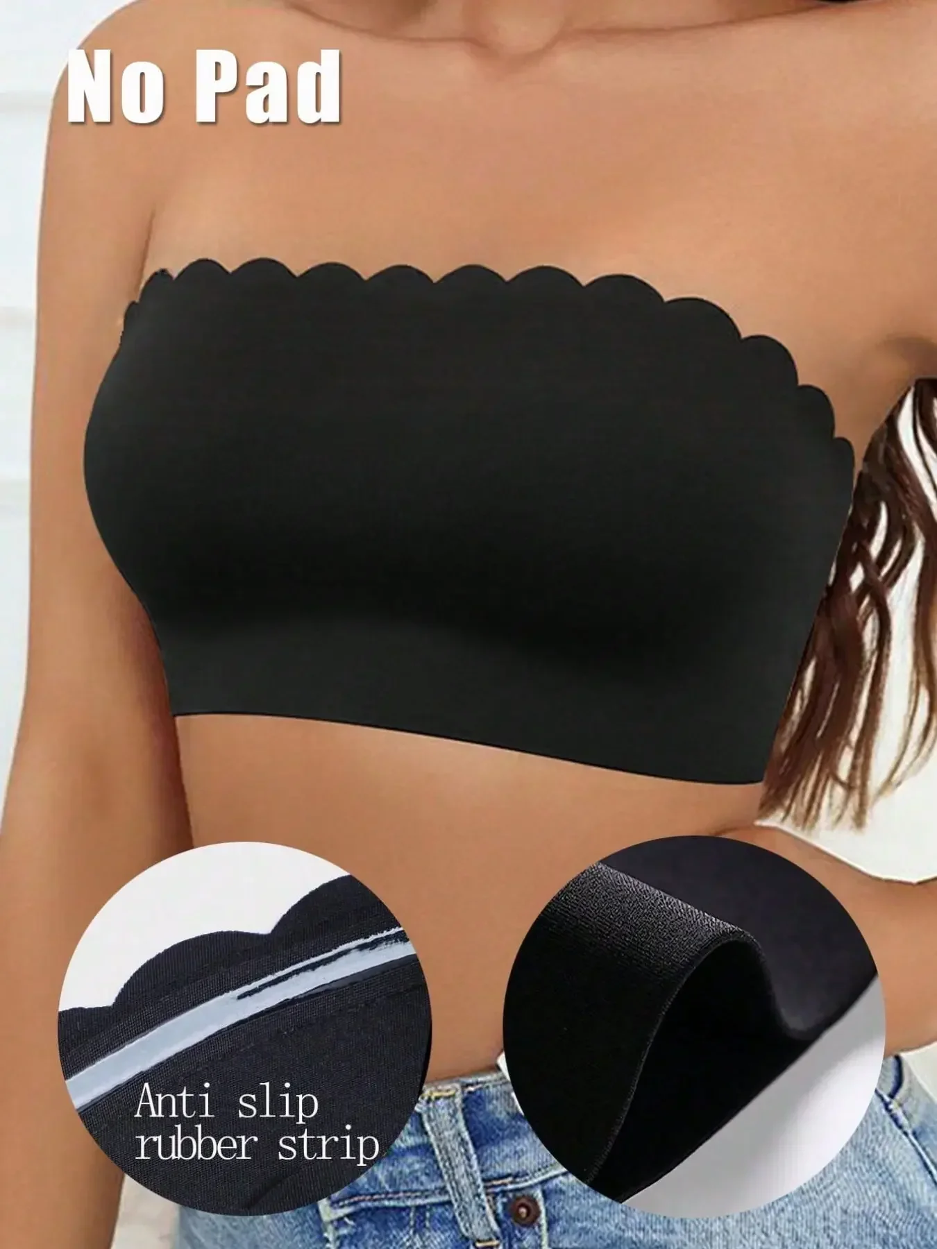 女性用ストラップレスブラ、シームレスバンドゥブラ、カジュアル - Bralette Wireless Soft のレビューと価格