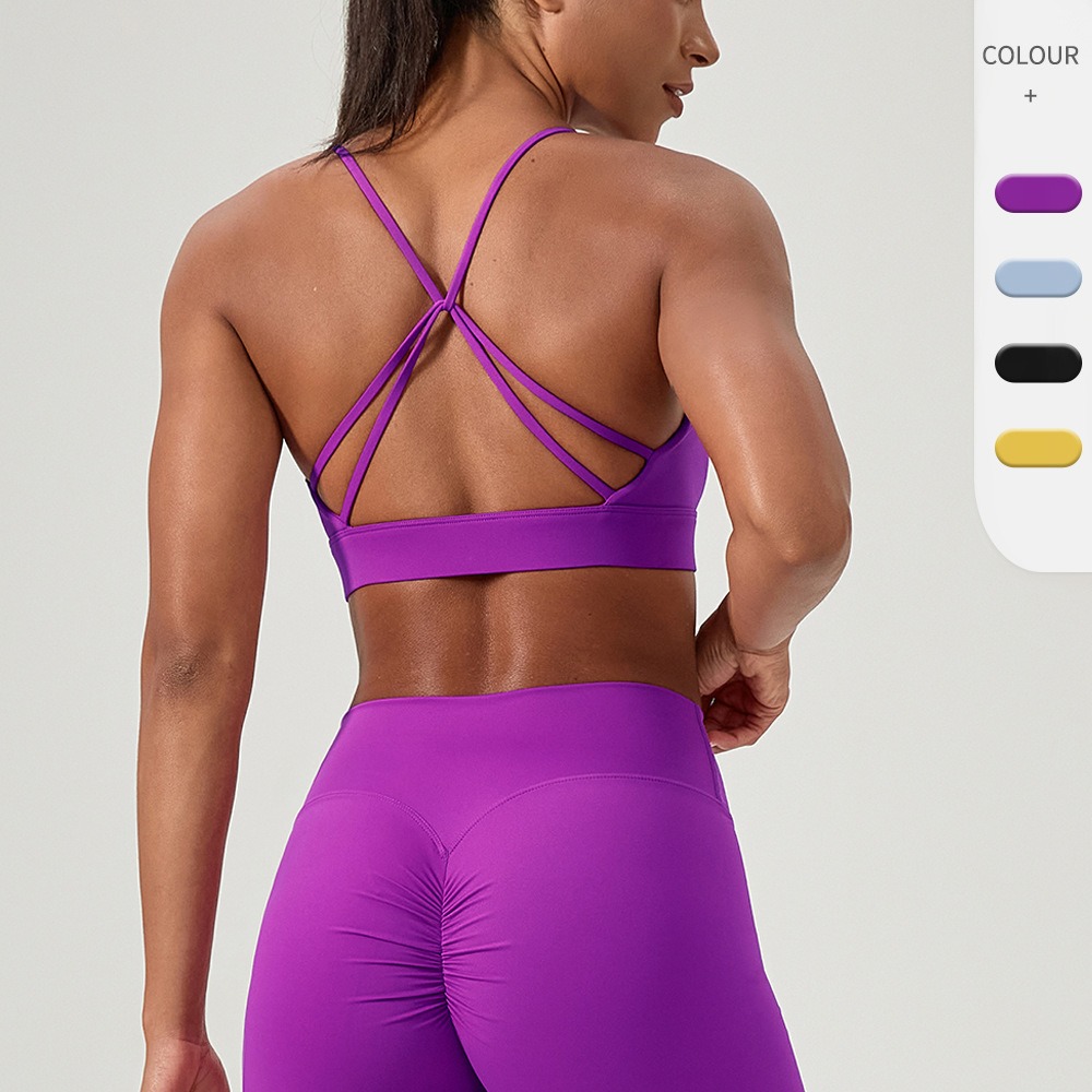 女性のセクシーなヨガブラクロスストラップ通気性フィットネスス - Sports Bra High Impact のレビューと価格